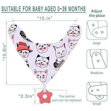 vuminbox Baby Bandana Drool Bibs 6-Pack and Teething Toys 6-Pack Made with 100% Organic Cotton, Absorbent and Soft Unisex (Multicolor)