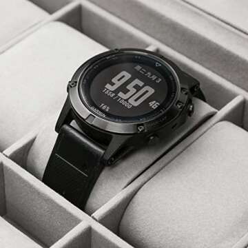 Ogrmar 12 Slot PU Leather Lockable Watch Storage Boxes, Men & Women Jewelry Display Drawer Case, 2-tier Organizer Watch Showcase with Glass Lid (Black)