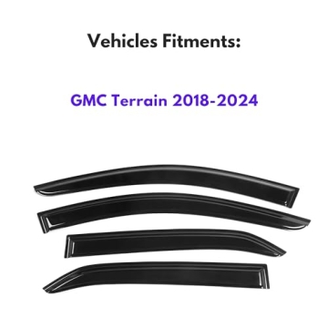 IG Window Visor for GMC Terrain 2018-2023, Rain Guard Tape-On Extra Durable Sun Wind Side Vent Windo...
