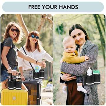 TaihuaXin Luggage Cup Holder Travel Bag with Shoulder Strap, Fits on Suitcase Handles, Holds Coffee ...