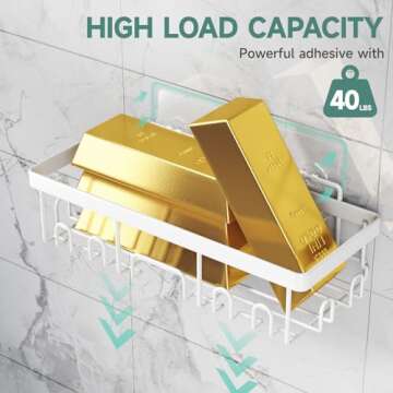 Veken Adhesive Shower Caddy 6-Pack,Heavy Weight Bearing,Large Wall Mounted Shower Shelves Rack,Organ...