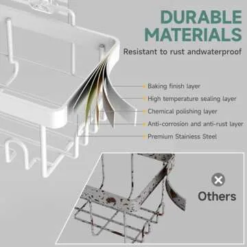 Veken Adhesive Shower Caddy 6-Pack,Heavy Weight Bearing,Large Wall Mounted Shower Shelves Rack,Organizer Storage Accessories with Soap Dish&Toothbrush Holder,Ideal for Bathroom,Home&Kitchen,White