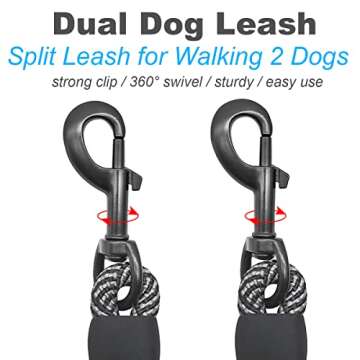 Mycicy No Tangle Double Dog Leash Coupler for Two Dogs