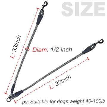 Mycicy No Tangle Double Dog Leash Coupler for Two Dogs