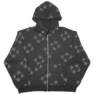 WINKEEY Women's 90s Vintage Zip up Hoodies Oversized Sweatshirt Star Casual Y2K Jacket with Pockets ...