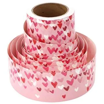 JOYIN 52.5ft Valentines Day Heart Borders Decorations, Red Pink White Heart Straight Border Trim for...