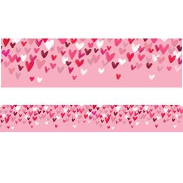 JOYIN 52.5ft Valentines Day Heart Borders Decorations, Red Pink White Heart Straight Border Trim for Classroom Decoration, Valentine Party Decor, Party Favor (Red Pink White)
