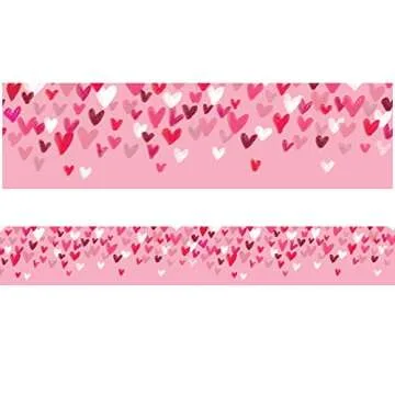 JOYIN 52.5ft Valentines Day Heart Borders Decorations, Red Pink White Heart Straight Border Trim for Classroom Decoration, Valentine Party Decor, Party Favor (Red Pink White)