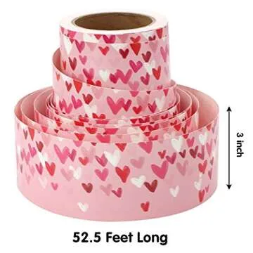 JOYIN 52.5ft Valentines Day Heart Borders Decorations, Red Pink White Heart Straight Border Trim for Classroom Decoration, Valentine Party Decor, Party Favor (Red Pink White)