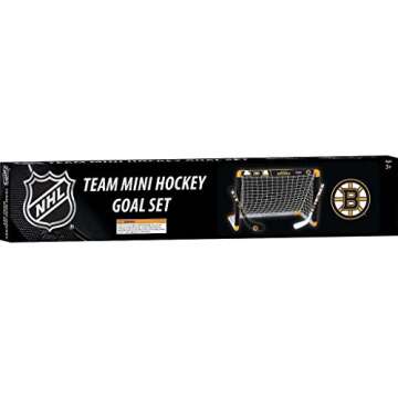 Franklin Sports Boston Bruins Mini Hockey Set - Knee Hockey Goal, Ball, & 2 Hockey Stick Combo Set -...