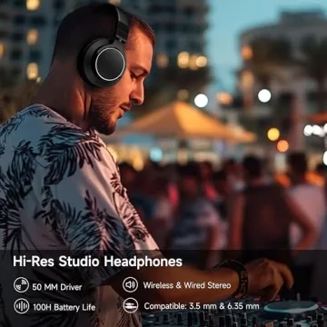 Over Ear Bluetooth Headphones, Studio Monitor & Mixing DJ Headphones Wireless with 50mm Drivers and ...
