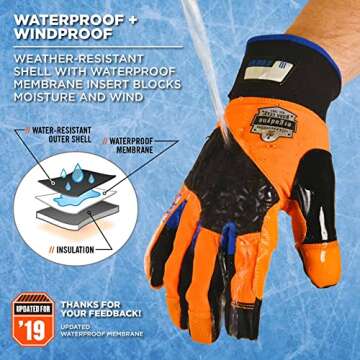 Ergodyne ProFlex 818WP Waterproof Work Gloves - Thermal Insulated & Touchscreen