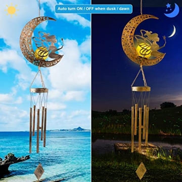 JOBOSI Solar Moon Fairy Wind Chimes Unique Women Gifts