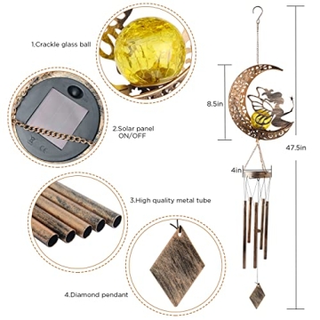 JOBOSI Solar Moon Fairy Wind Chimes Unique Women Gifts
