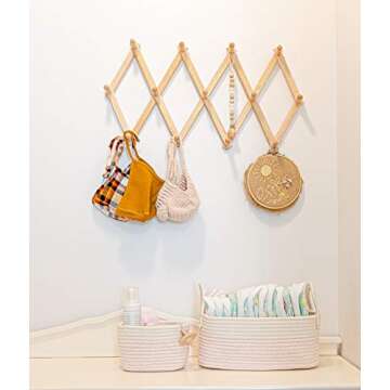 OrganiHaus Pink Baby Changing Basket, Nursery Storage Baskets for Shelves, Cotton Rope Basket w/Handles, Cloth Basket for Toys, Towel Basket Bins, Set of 3 Small Woven Basket for Storage