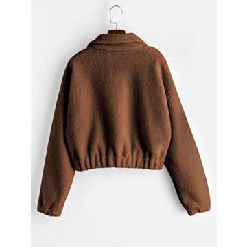 ZAFUL Women's Fashionable Faux Fur Crop Pullover Sweatshirt