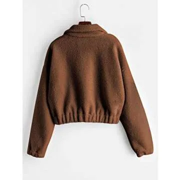 ZAFUL Women's Fashionable Faux Fur Crop Pullover Sweatshirt