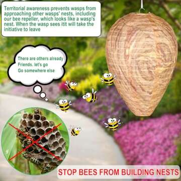 DECYOOL 4 Pack Wasp Nest Decoy Hanging Wasp for Wasps Hornets Yellow Jackets Outdoor Waterproof Material (Dark Brown)