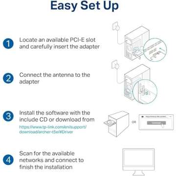 TP-Link AC1200 PCIe WiFi Card for PC (Archer T5E) - Bluetooth 4.2, Dual Band Wireless Network Card (2.4Ghz and 5Ghz) for Gaming, Streaming, Supports Windows 11/10, 8.1, 8, 7 (32/64-bit)