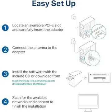 TP-Link AC1200 PCIe WiFi Card for PC (Archer T5E) - Bluetooth 4.2, Dual Band Wireless Network Card (2.4Ghz and 5Ghz) for Gaming, Streaming, Supports Windows 11/10, 8.1, 8, 7 (32/64-bit)