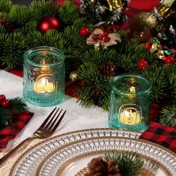 TripodBird Blue Vintage Votive Candle Holders Set of 24, Blue Candle Holders in Bulk for Centerpiece Table Decorations, Teal Decor for Room/Home/Coffee Table/Living Room/Thanksgiving