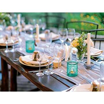 TripodBird Blue Vintage Votive Candle Holders Set of 24, Blue Candle Holders in Bulk for Centerpiece Table Decorations, Teal Decor for Room/Home/Coffee Table/Living Room/Thanksgiving