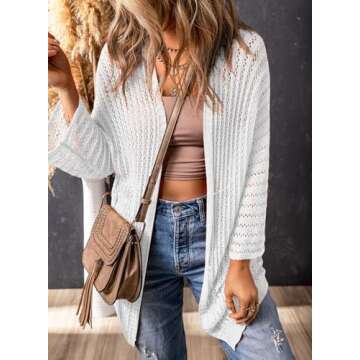 Dokotoo Cardigan Sweaters for Women Summer Lightweight Cardigans Spring Womens Fashion 2024 Vacation Beach Cruise Outfits for Women 2024 Resort Wear Clothes Clothing Bathing Suit Cover Up White