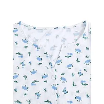 Verdusa Women's 2-Piece Button Down Short Sleeve Ditsy Floral Button Front Sleepwear Loungewear PJ Set White M
