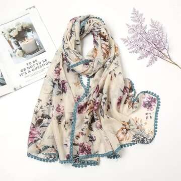 Yeieeo Bohemian Scarf: Lightweight Floral Printed Wrap for Women