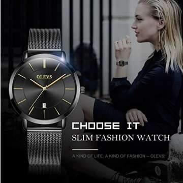 OLEVS Waterproof Stainless Steel Minimalist Watch