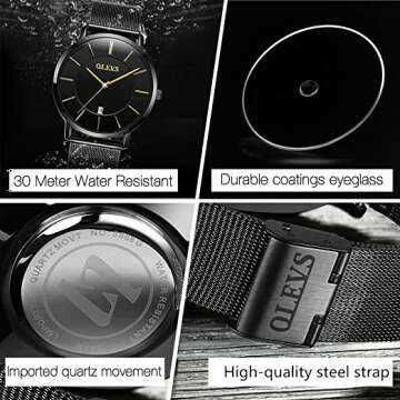 OLEVS Waterproof Stainless Steel Minimalist Watch