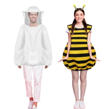 Halloween Bee and Beekeeper Costume Halloween Beekeeper Costume Couple Cosplay Bee Jacket with Head ...