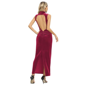 Capuffy Backless Velvet Maxi Dress for Formal Occasions
