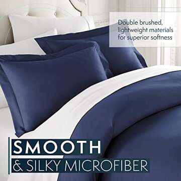 Luxurious Navy King Size Duvet Cover Set with Zipper