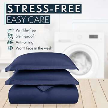 Luxurious Navy King Size Duvet Cover Set with Zipper