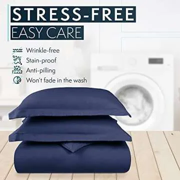 Luxurious Navy King Size Duvet Cover Set with Zipper