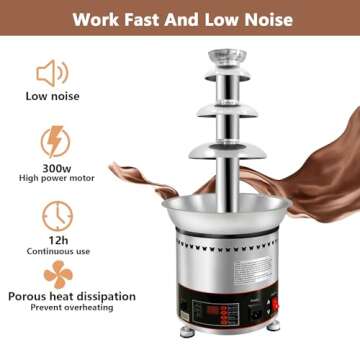 Commercial Chocolate Fountain Machine for Parties and Weddings - 4 Tier for Cheese and Chocolate