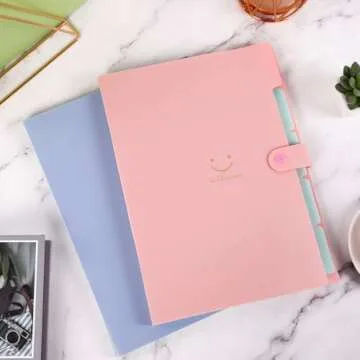 SKYDUE 5 Pockets Expanding File Folder - Cute Organizer