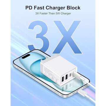 [2 Pack] USB C Charger Block, 40W 4-Port PD Fast Type C Charging Block, 2USB-C + 2USB-A Multiport Wa...