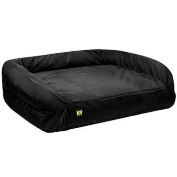 K9 Ballistics Tough Orthopedic Large Bolster Dog Bed - Washable, Durable and Water Resistant Dog Bed...