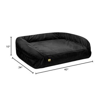 K9 Ballistics Tough Orthopedic Large Bolster Dog Bed - Washable, Durable and Water Resistant Dog Bed - Made for Big Dogs, 34"x40", Black