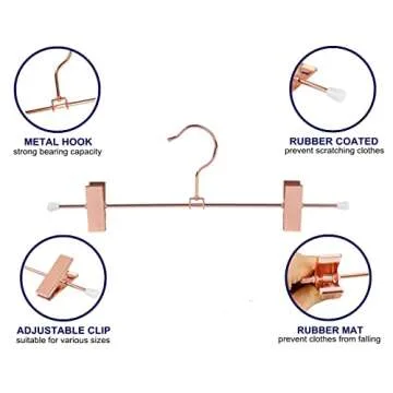 Rose Gold Metal Pants Hangers - Adjustable, Durable, Stylish