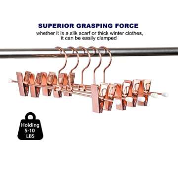 Rose Gold Metal Pants Hangers - Adjustable, Durable, Stylish