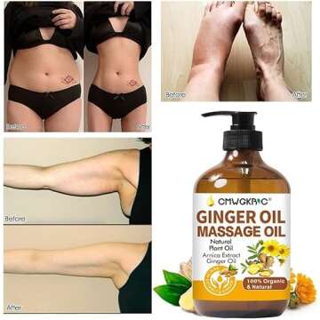 Ginger Oil,Ginger Massage Oil for Lymphatic Drainage,Natural Ginger Oil for Skin,Arnica Oil,Sore Muslce Massage Oil,Ginger Oil-Warming and Relaxing for Valentines Day Gifts