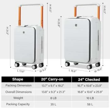 Hanke 20 Inch Top Open Carry On Luggage with Wheels