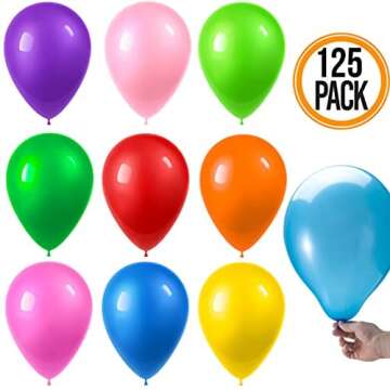 PREXTEX 125 Party Balloons 12 Inch - 10 Assorted Rainbow Colors Bulk Pack - Premium Rainbow Balloons, Strong Latex Balloons for Birthday Party Decor, Arch, and Event Decorations, Helium Quality