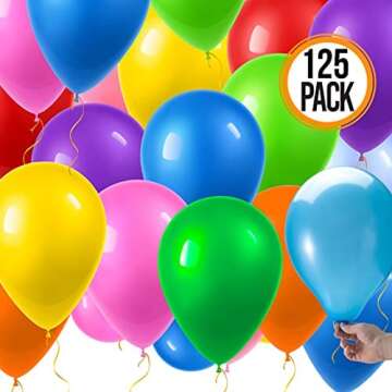 PREXTEX 125 Party Balloons 12 Inch - 10 Assorted Rainbow Colors Bulk Pack - Premium Rainbow Balloons, Strong Latex Balloons for Birthday Party Decor, Arch, and Event Decorations, Helium Quality