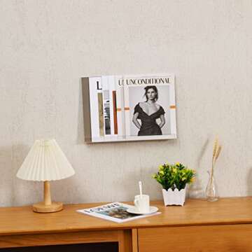 KLGO 4 Pack 15 Inch Acrylic Invisible Kids Floating Bookshelf for Kids Room,Modern Picture Ledge Display Toy Storage Wall Shelf,Clear (4 Pack)