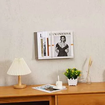 KLGO 4 Pack 15 Inch Acrylic Invisible Kids Floating Bookshelf for Kids Room,Modern Picture Ledge Display Toy Storage Wall Shelf,Clear (4 Pack)