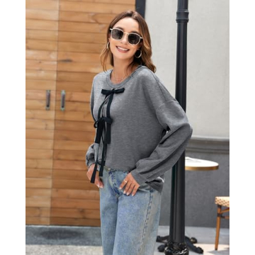 Vivilli Womens Puff Sleeve Bow Top for Versatile Fashion